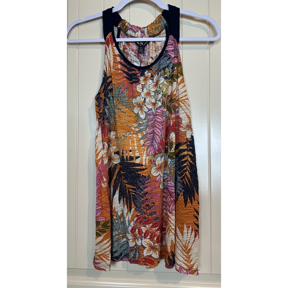 New Women's Floral Sleeveless Viscose Jersey Tunic Top NWT‎ Sz Small Beach Vacay